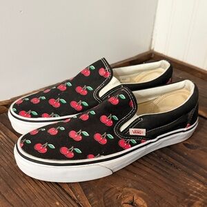 New Limited Edition Black Cherry Print Slip-On Vans Sneakers